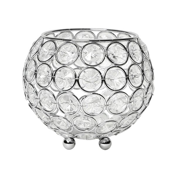 Elegant Designs Elipse Crystal and Chrome 4.25 Inch Circular Candle Holder HG1006-CHR